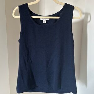 St. John Wool Blend Navy Blue Sleeveless Top